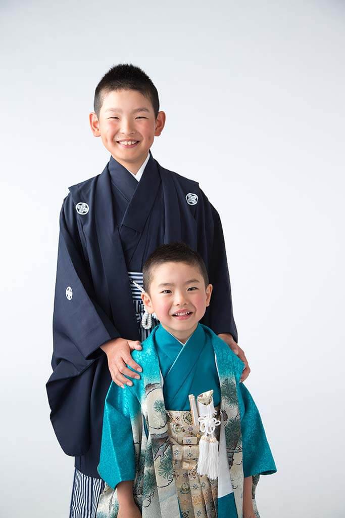 七五三5歳男の子：和装（着物）と兄弟の写真：福島市写真館フォトスタジオ若葉