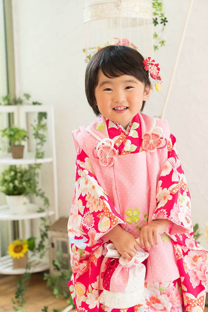 七五三3歳女の子：和装（着物・被布）の写真：福島市写真館フォトスタジオ若葉