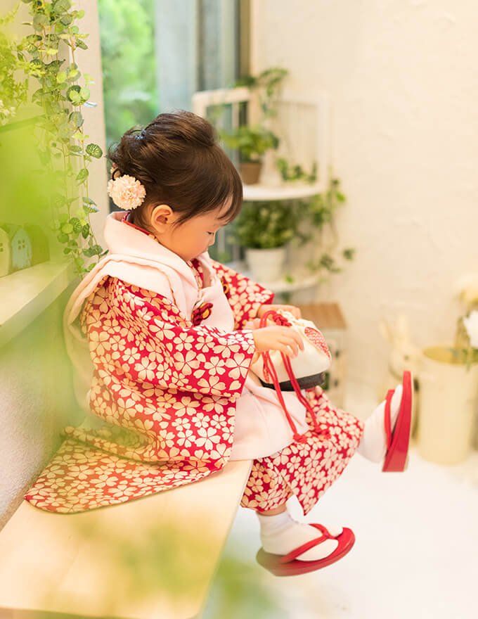 七五三3歳女の子：和装（着物と被布）の写真：福島市写真館フォトスタジオ若葉