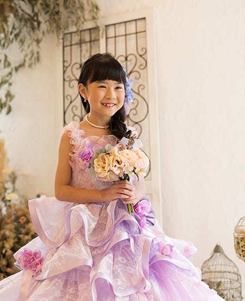 写真：ドレスを着てブーケを持った女の子：ドリームキッズキャンペーン：福島市写真館フォトスタジオ若葉