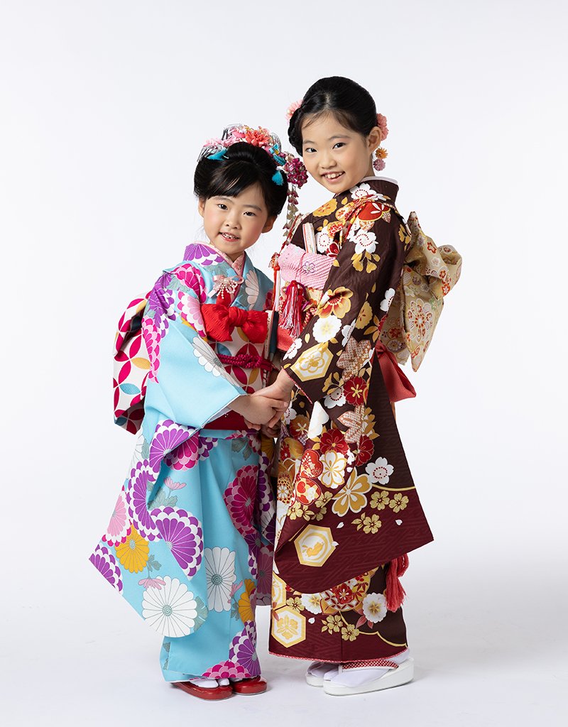 七五三姉妹写真：着物姿の七五三姉妹：福島市写真館フォトスタジオ若葉