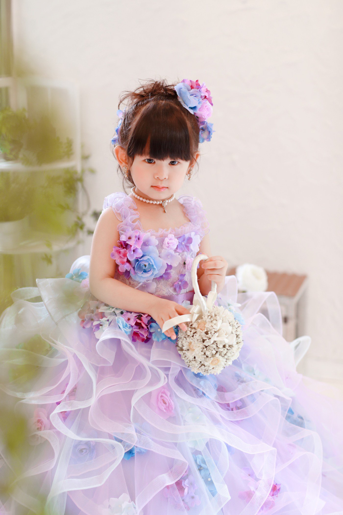 紫陽花カラーのドレスで 七五三 スタッフブログ 福島市写真館フォトスタジオ若葉